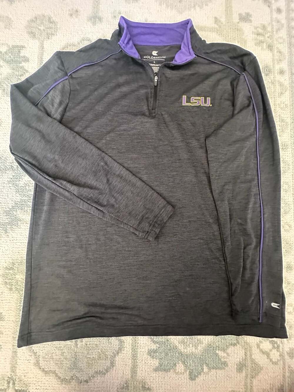 Colosseum LSU Tigers Men's Charcoal Heather 1/4-Zip Pullover Jacket Size L